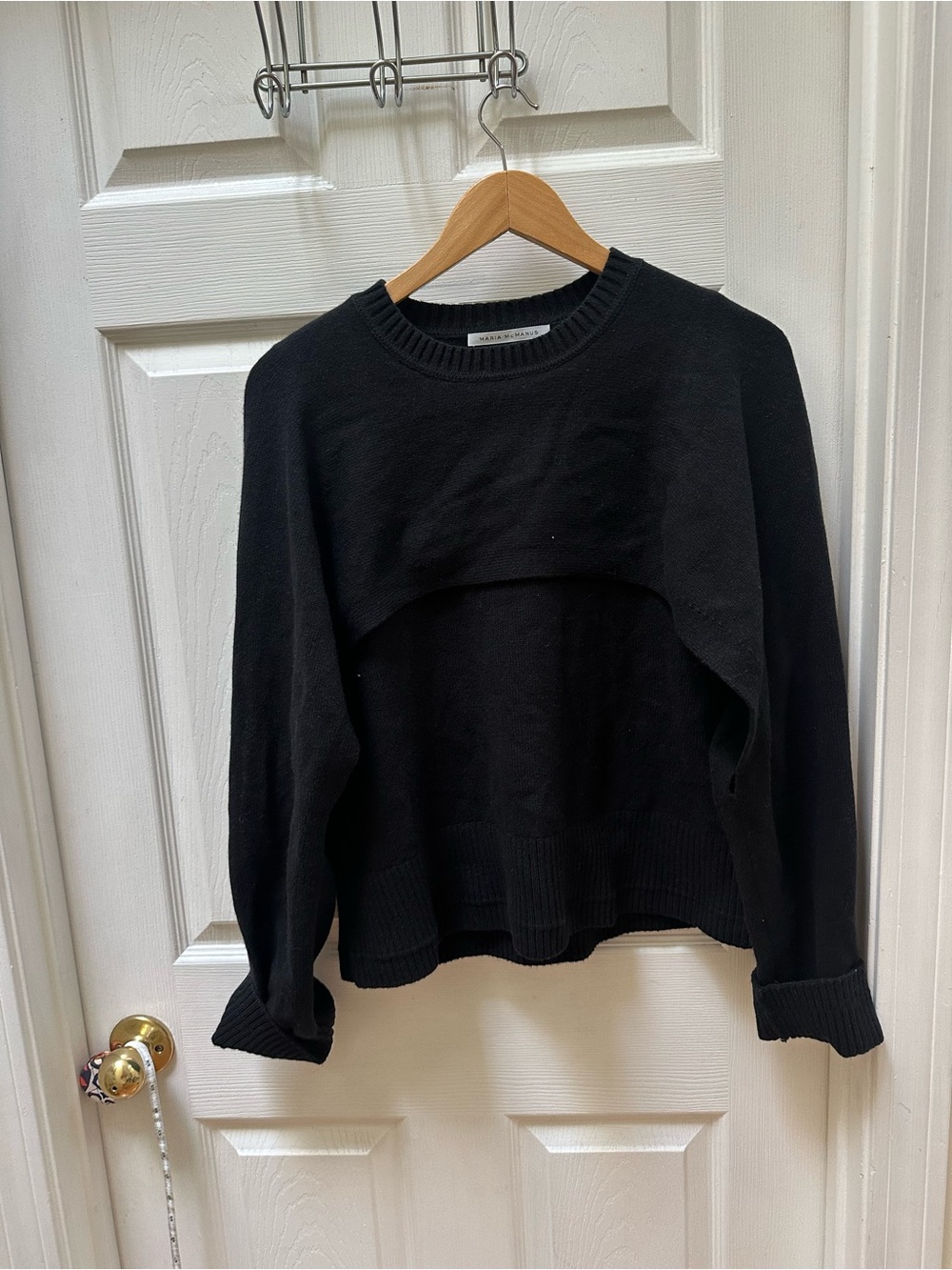 Maria McManus Cape Crew Black Sweater cashmere organic cotton L Large